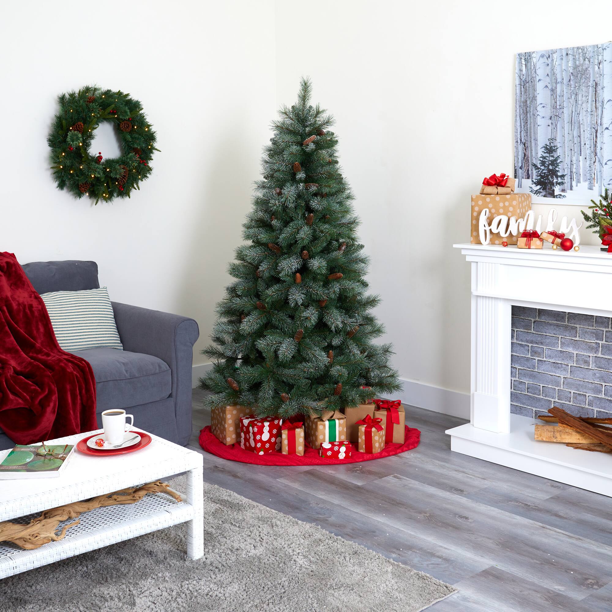 6ft. Unlit Snowed French Alps Mountain Pine Artificial Christmas Tree